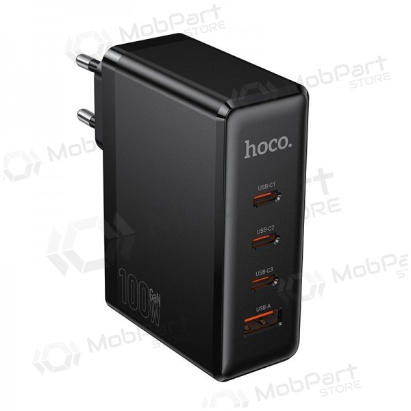 Caricabatterie per telefono Hoco N85 100 W 3x USB-C + USB-A nero