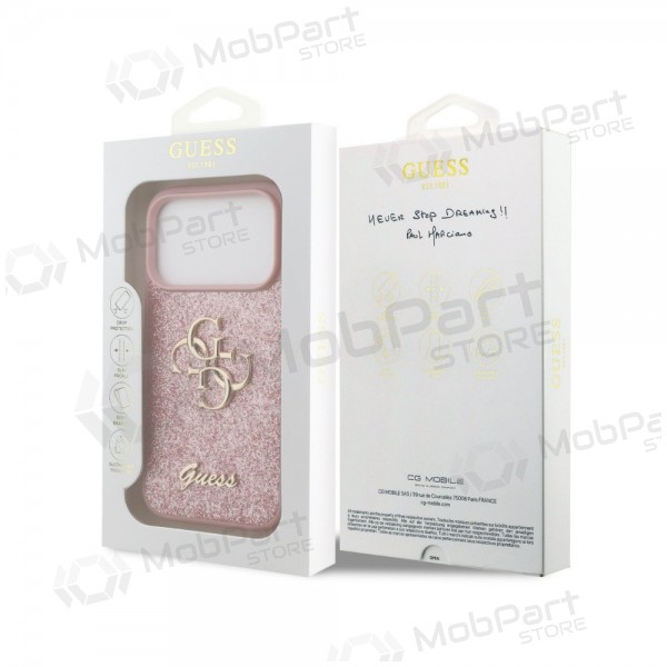 Custodia per Apple iPhone 18 Pro - Guess PU Fixed Glitter 4G Metal Logo (rosa)