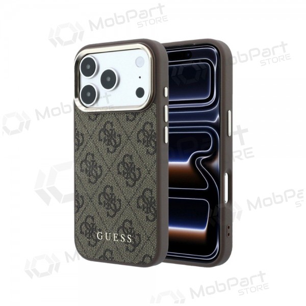 Custodia per Apple iPhone 18 Pro - Guess PU Leather 4G Gold Frame MagSafe (marrone)