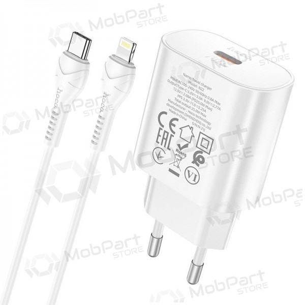 Caricabatterie per telefono Hoco N22 25 W USB-C con cavo Lightning 1 m bianco