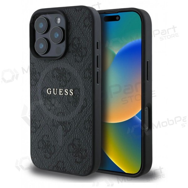 Custodia per Apple iPhone 16 Pro Max - Guess PU Leather 4G Colored Ring MagSafe (nera)