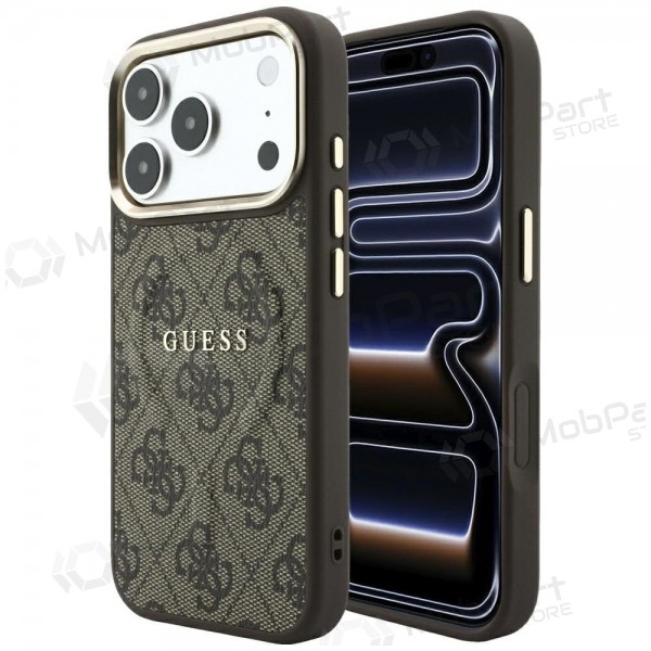 Custodia per Apple iPhone 18 Pro Max - Guess PU Leather 4G Gold Frame Embossed MagSafe (marrone)