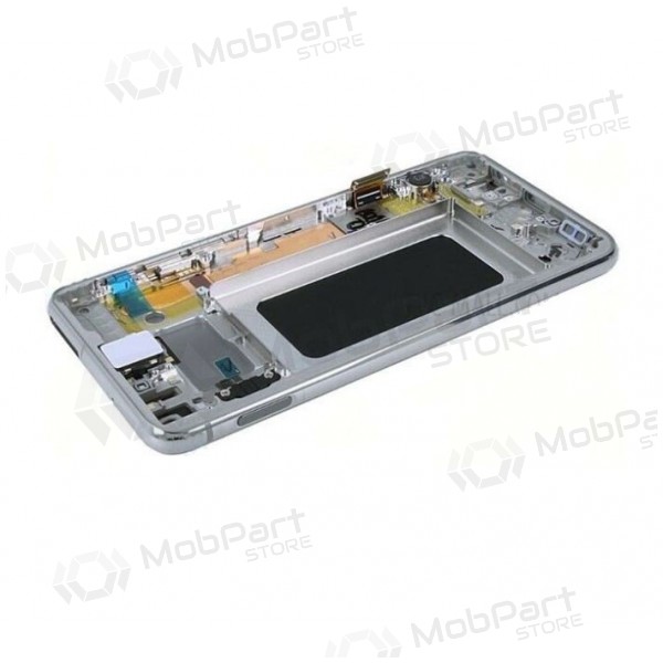 Samsung G970F Galaxy S10e schermo / display (Prism White) (con una cornice) (usato grade A, originale)