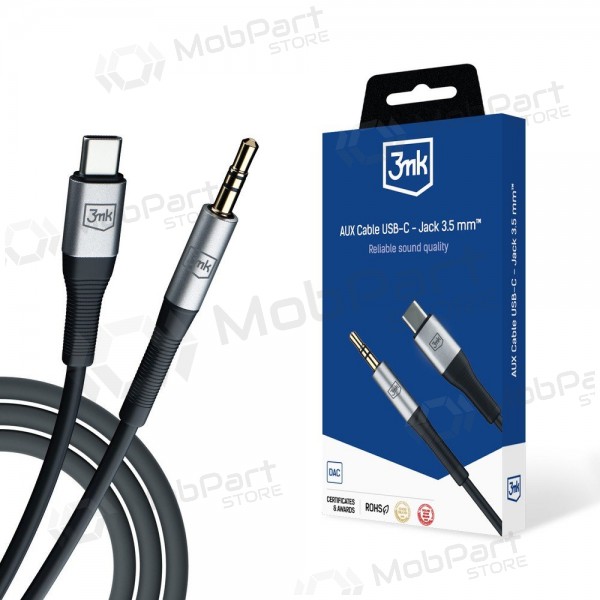 Cavo audio 3mk USB-C a 3.5 mm 1 m nero.