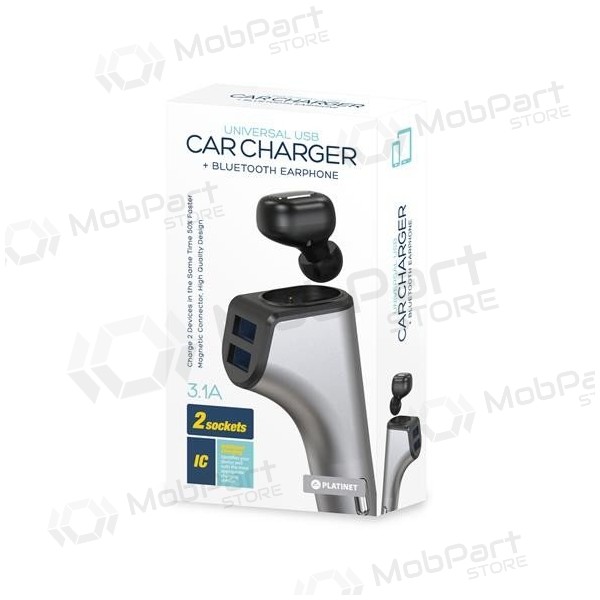 Caricatore per auto Platinet + Bluetooth ausinė