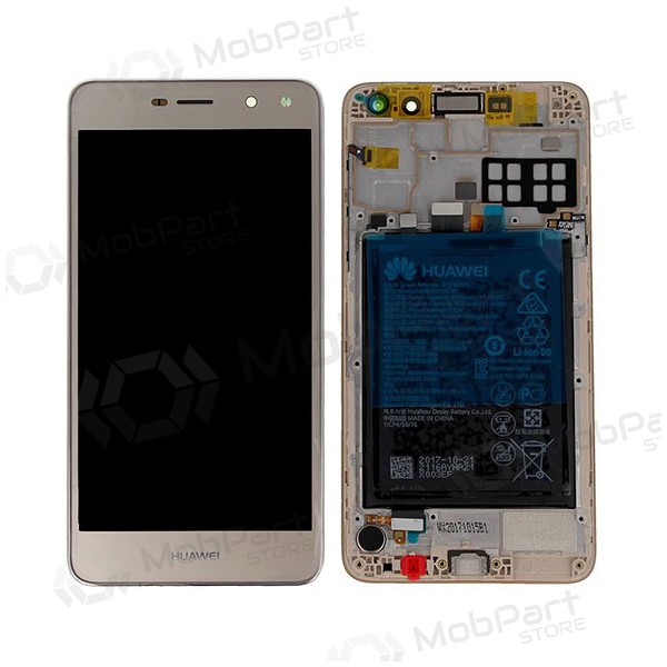 Huawei Y6 2017 (Nova Young) / Y5 2017 (Y5-3) schermo / display (d'oro) (con una cornice e batteria) (service pack) (originale)