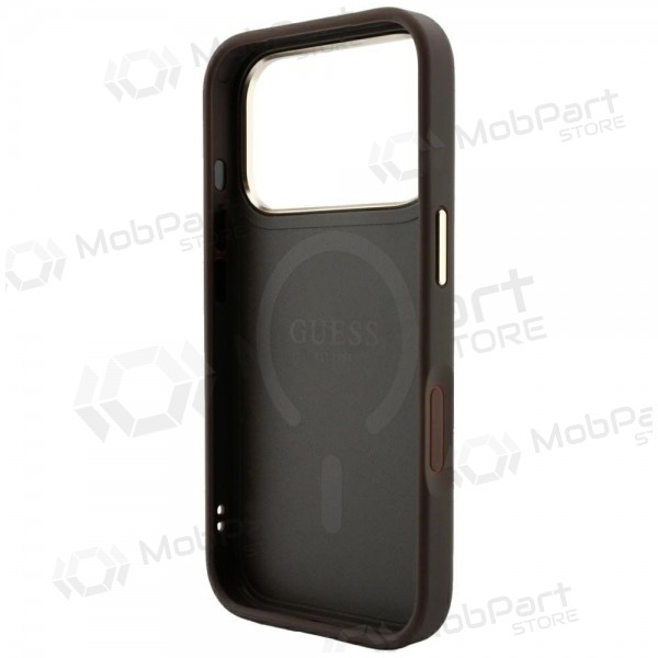 Custodia per Apple iPhone 18 Pro Max - Guess PU Leather 4G Gold Frame Embossed MagSafe (marrone)