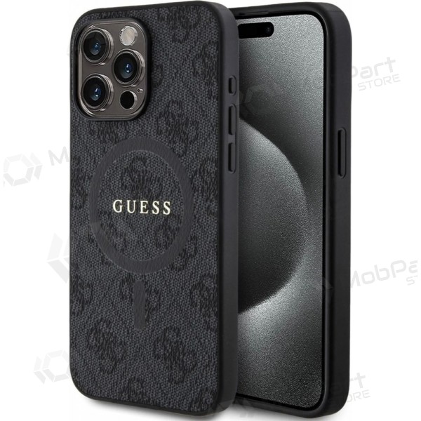 Custodia per Apple iPhone 15 Pro Max - Guess PU Leather 4G Colored Ring MagSafe (nera)
