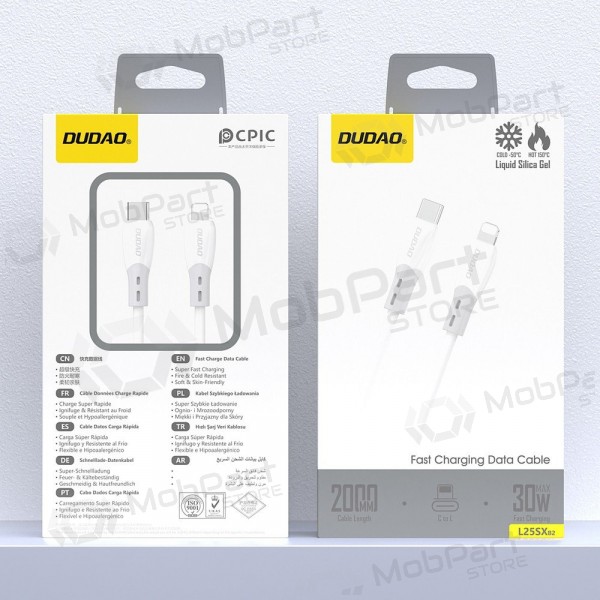 Cavo Lightning Dudao L25SX USB-C a Lightning 2 m 30 W bianco