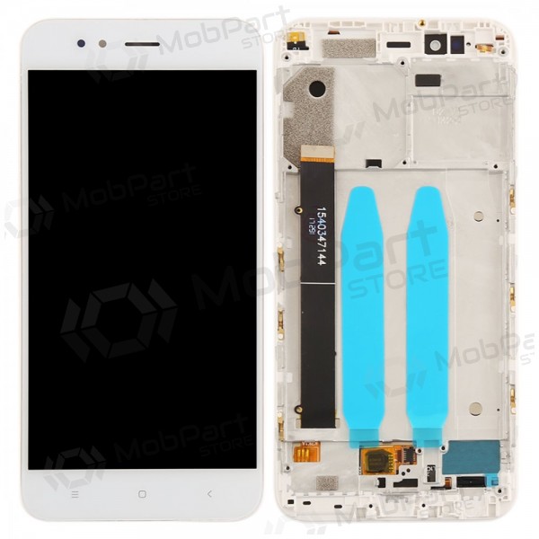 Xiaomi Mi A1 / Mi 5X schermo / display (bianca) (con una cornice) (usato grade C, originale)