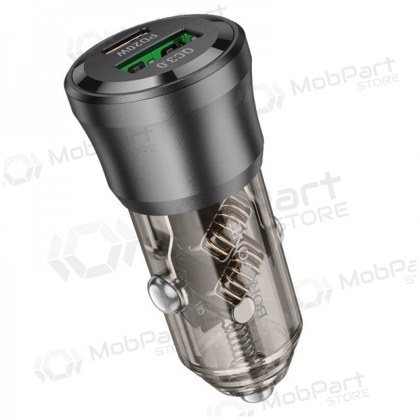 Caricabatterie da auto Borofone BZ25 38 W USB-C + USB-A PD QC nero
