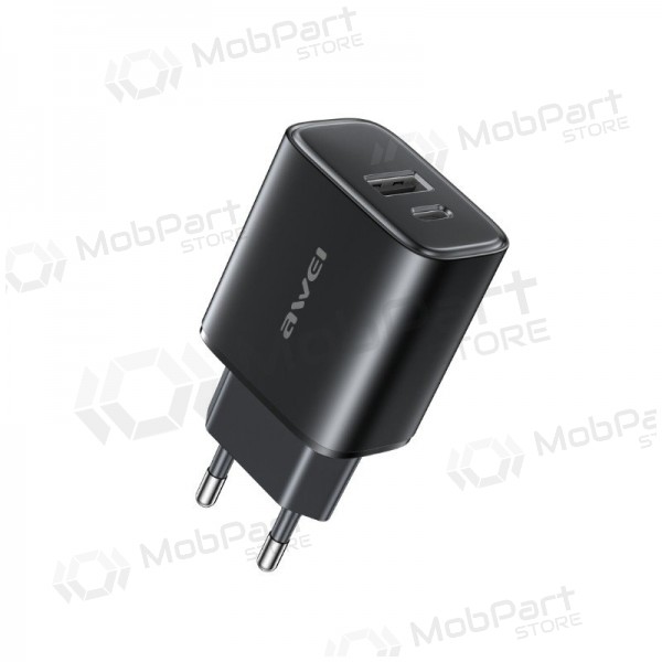 Caricabatterie per telefono Awei PD85-EU 22.5 W USB-C + USB-A nero