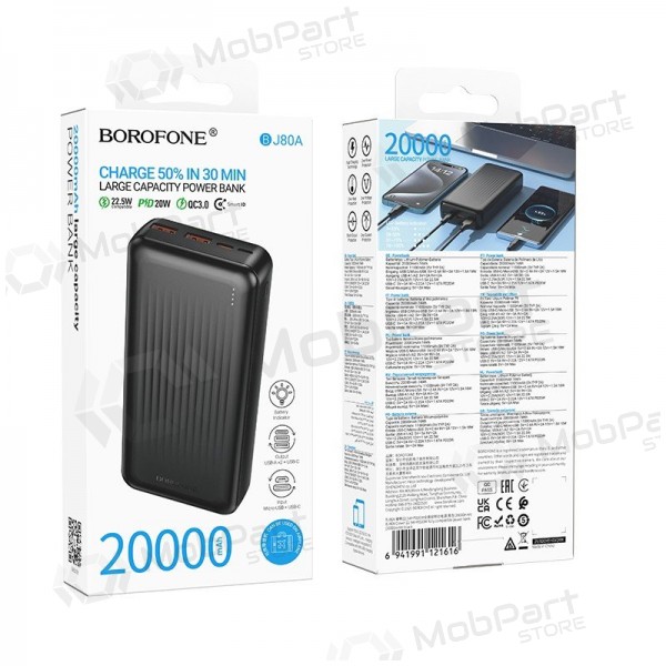 Batteria esterna Power Bank Borofone BJ80A 22.5W 20000mAh nero