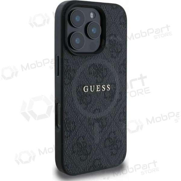 Custodia per Apple iPhone 16 Pro - Guess PU Leather 4G Colored Ring MagSafe (nera)