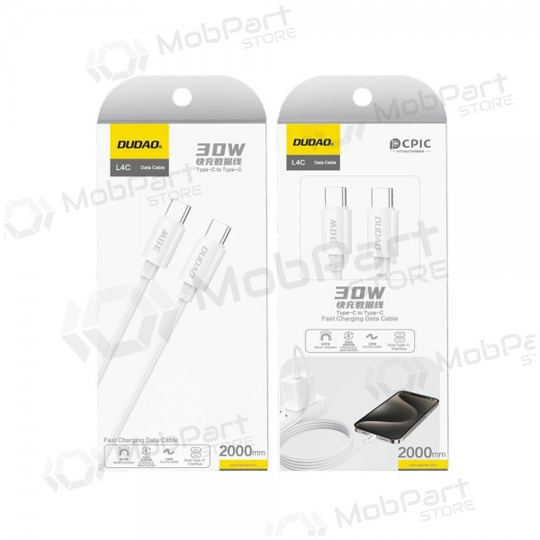 Cavo USB-C Dudao L4C USB-C a USB-C 2 m 30 W bianco