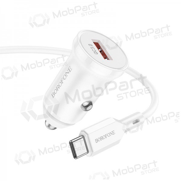 Caricatore automobilinis Borofone BZ18 Quick Charge 3.0 18W + Type-C (bianca)