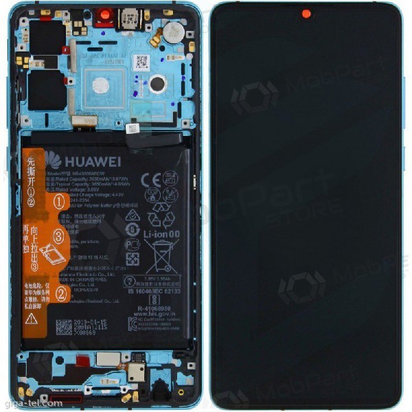Schermo Huawei P30 (2019) (Aurora) (con cornice e batteria) (service pack) (originale)