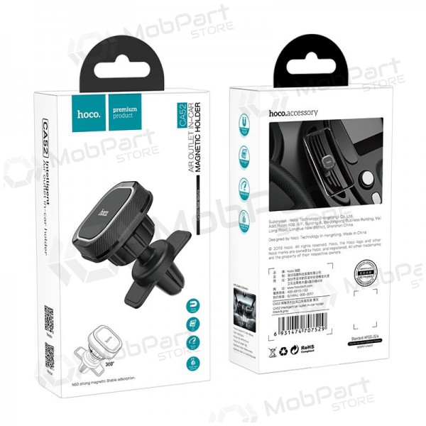 Automobilinis universale telefono laikiklis Hoco CA52 tvirtinamas į ventiliacijos groteles, magnetinis, nero-grigio Automobilinis universale telefono laikiklis Hoco CA52 tvirtinamas į ventiliacijos groteles, magnetinis, nero-grigio