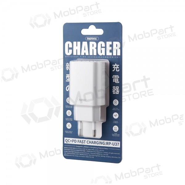 Caricabatterie per telefono Remax RP-U37 20 W USB-C + USB-A bianco