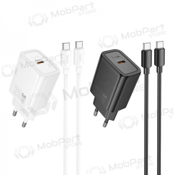 Caricabatterie per telefono Hoco N60 GaN USB-C con cavo USB-C da 1 m nero