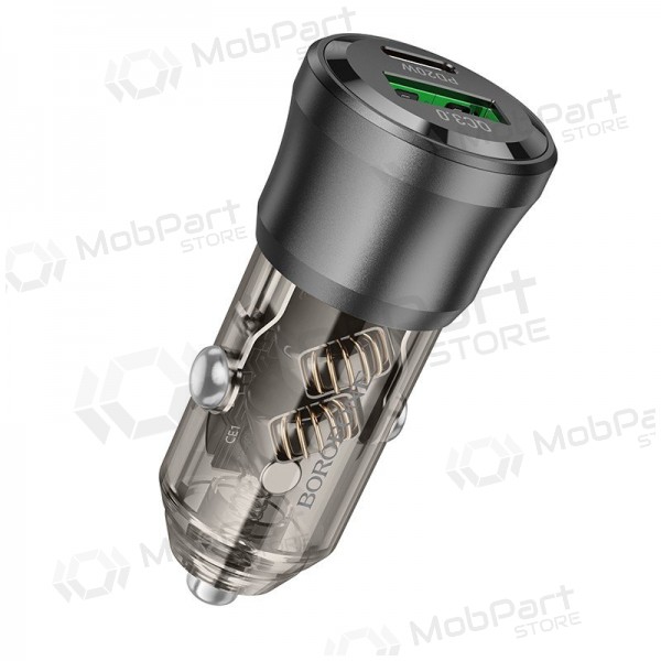 Caricabatterie da auto Borofone BZ25 38 W USB-C + USB-A PD QC nero