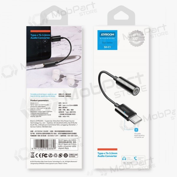 Adattatore audio Joyroom SH-C1 USB-C a 3,5 mm bianco