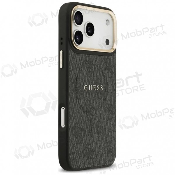 Custodia per Apple iPhone 17 Pro - Guess PU Leather 4G Gold Frame MagSafe (nera)