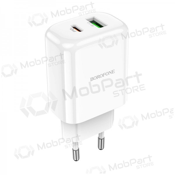 Caricatore Borofone BN4 1xUSB, 1xType-C QC 3.0, PD 2.0 20W (bianca)