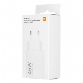 Caricabatterie per telefono Xiaomi turbo charging adattatore di alimentazione BHR07SLEU 45 W USB-A PD bianco.