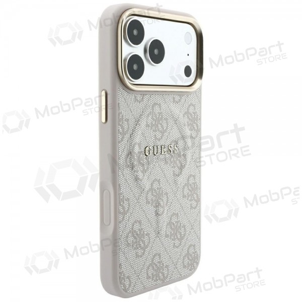 Custodia per Apple iPhone 18 Pro Max - Guess PU Leather 4G Gold Frame Embossed MagSafe (rosa)