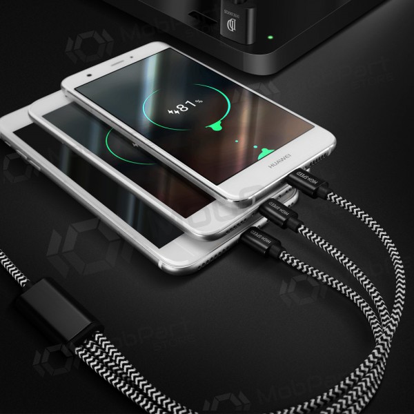 Cavo USB Dux Ducis K-ONE 3in1 microUSB-Lightning-Type-C FastCharging 1.2m