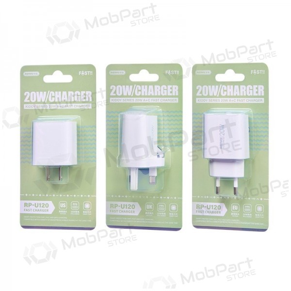 Caricabatterie per telefono Remax RP-U120 20 W USB-C + USB-A bianco