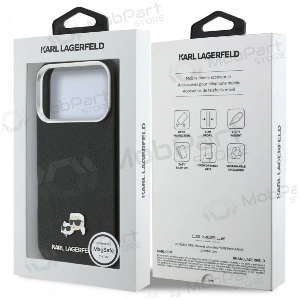 Custodia per Apple iPhone 17 Pro - Karl Lagerfeld PU Karl and Choupette Heads Pins MagSafe (nera)