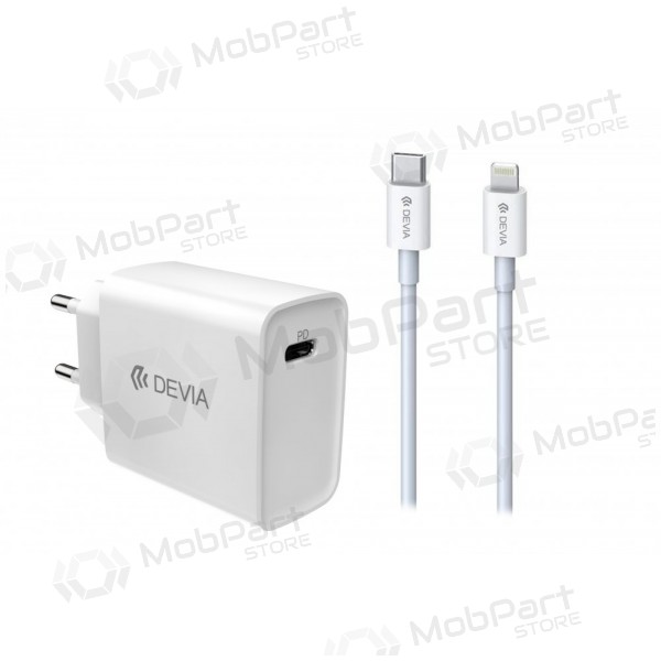 Caricatore Devia Smart PD Quick Charge + MFI Type-C-Lightning (bianca)