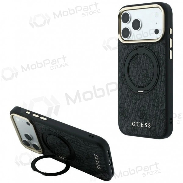 Custodia per Apple iPhone 18 Pro - Guess PU 4G Ring Stand MagSafe (nera)