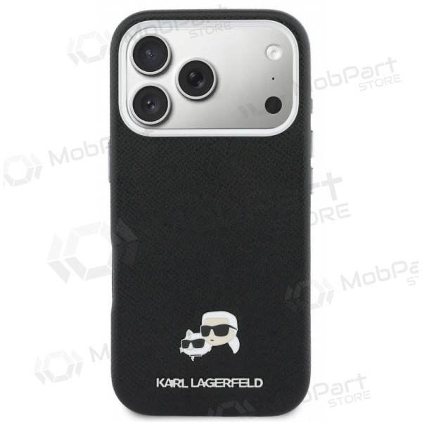 Custodia per Apple iPhone 17 Pro - Karl Lagerfeld PU Karl and Choupette Heads Pins MagSafe (nera)