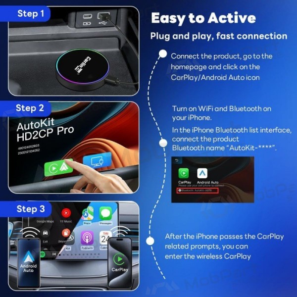 Adattatore CarPlay Carlinkit HD2CP Pro wireless Android Auto nero