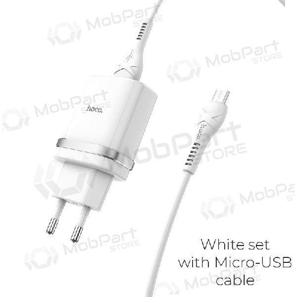 Caricatore HOCO C12Q Smart USB + microUSB cavo (QC3.0) (bianca)