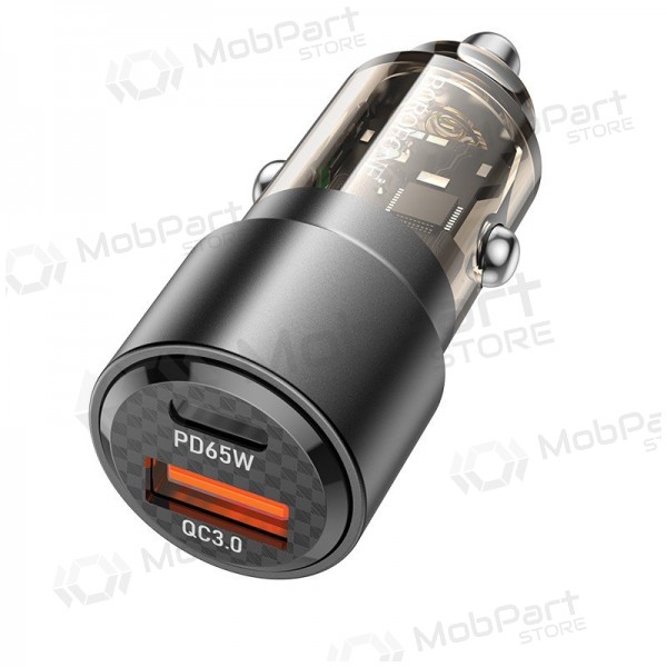 Caricabatterie per telefono da auto Borofone BZ20A 83 W PD QC 3.0 USB-C + USB-A nero