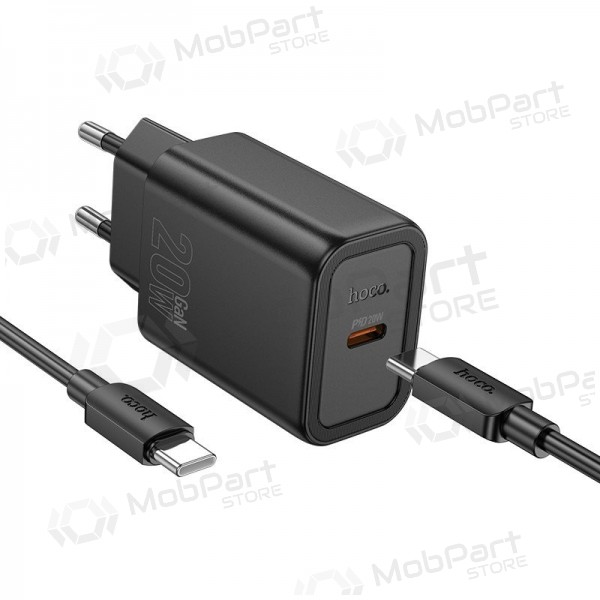 Caricabatterie per telefono Hoco N60 GaN USB-C con cavo USB-C da 1 m nero