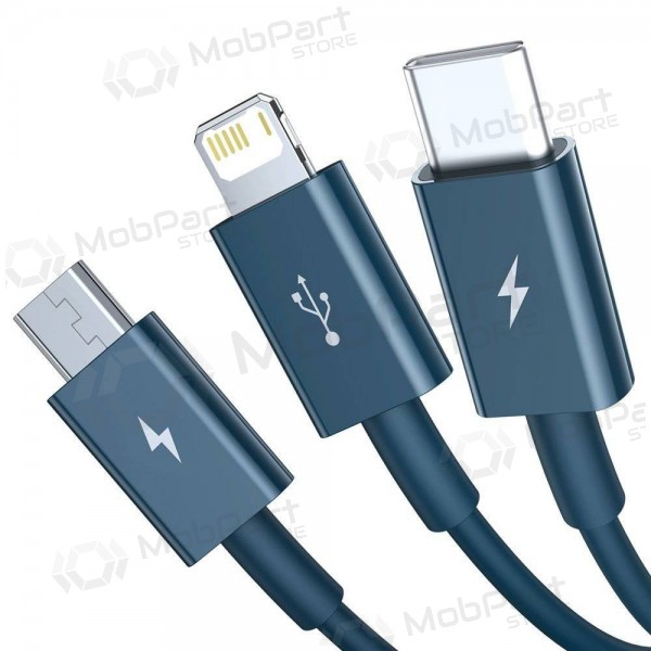 Cavo USB Baseus Superior USB - microUSB+Lightning+Type-C 100W 1.5m (blu) CAMLTYS-03