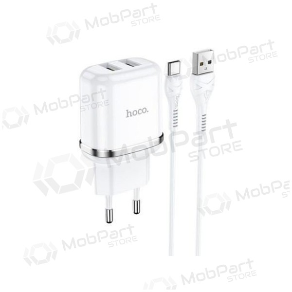 Caricatore HOCO N4 Aspiring Dual USB + type-C cavo (5V 2.4A) (bianca)