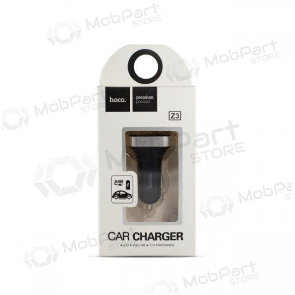 Caricatore per auto HOCO Z3 Dual Usb (Display, 3.1A) (nero)
