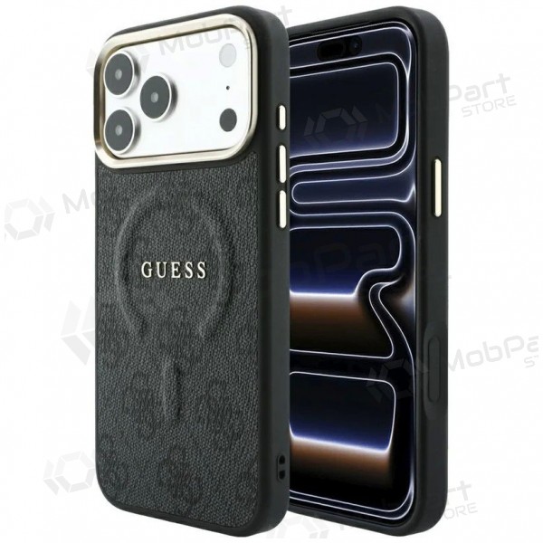Custodia per Apple iPhone 18 Pro Max - Guess PU Leather 4G Gold Frame Embossed MagSafe (nera)