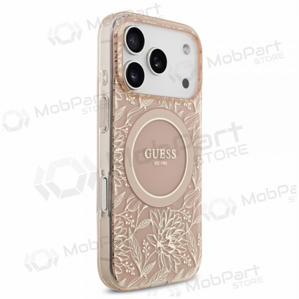 Custodia per Apple iPhone 18 Pro - Guess IML Flowers Allover Strap MagSafe (rosa)