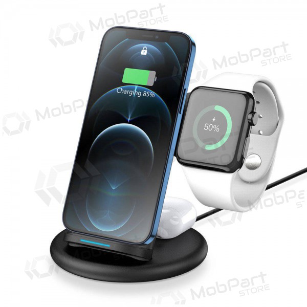 Caricatore senza fili Dux Ducis C7 3in1 Phone, Apple Watch, Airpods 15W (nero)