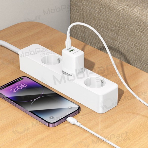 Caricabatterie per telefono Borofone BN27 20 W USB-C + USB-A con cavo Lightning 1 m bianco