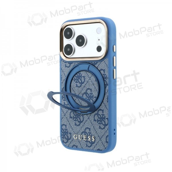 Custodia per Apple iPhone 18 Pro - Guess PU 4G Ring Stand MagSafe (blu)