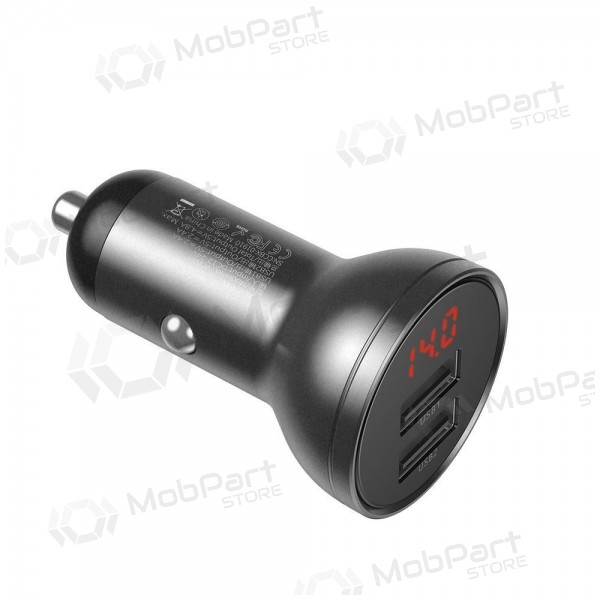 Caricabatterie per telefono da auto Baseus Digital Display CCBX-0G 24 W 2x USB-A nero
