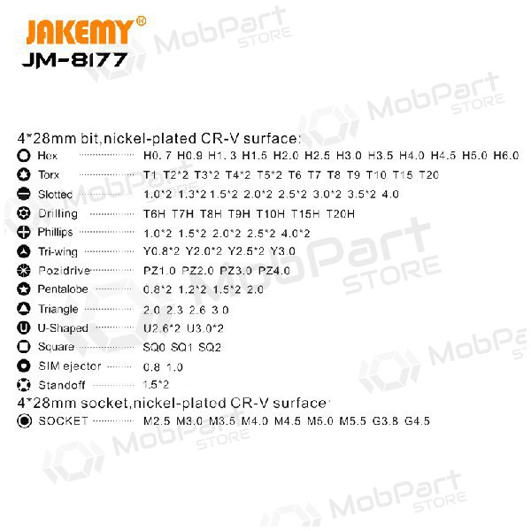 Cacciavite (106 antgaliai) Jakemy JM-8177
